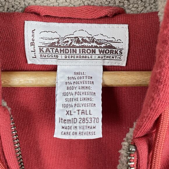 LL Bean Mens Katahdin Iron Works Hooded Sweatshirt Sz XLT Fleece Lined Workwear - Picture 8 of 9